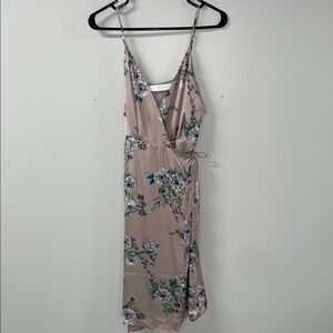 Astr Floral Midi Dress - Tan and Blue